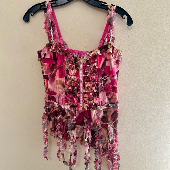 Alberto Makali Tops - VINTAGE NWT Albert Makali  Floral Pink Ruffle Women's Corset Top Originally $265